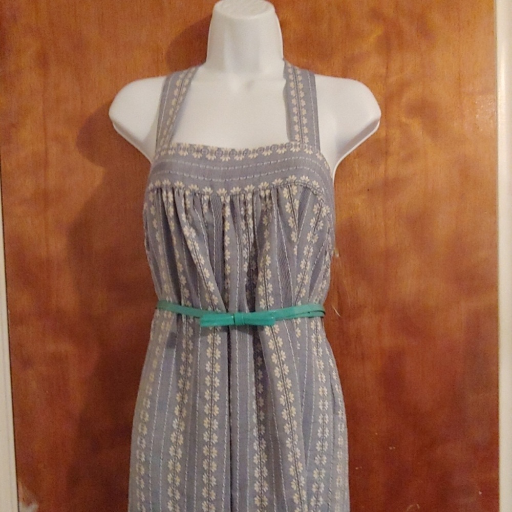 Chambray embroidered romper